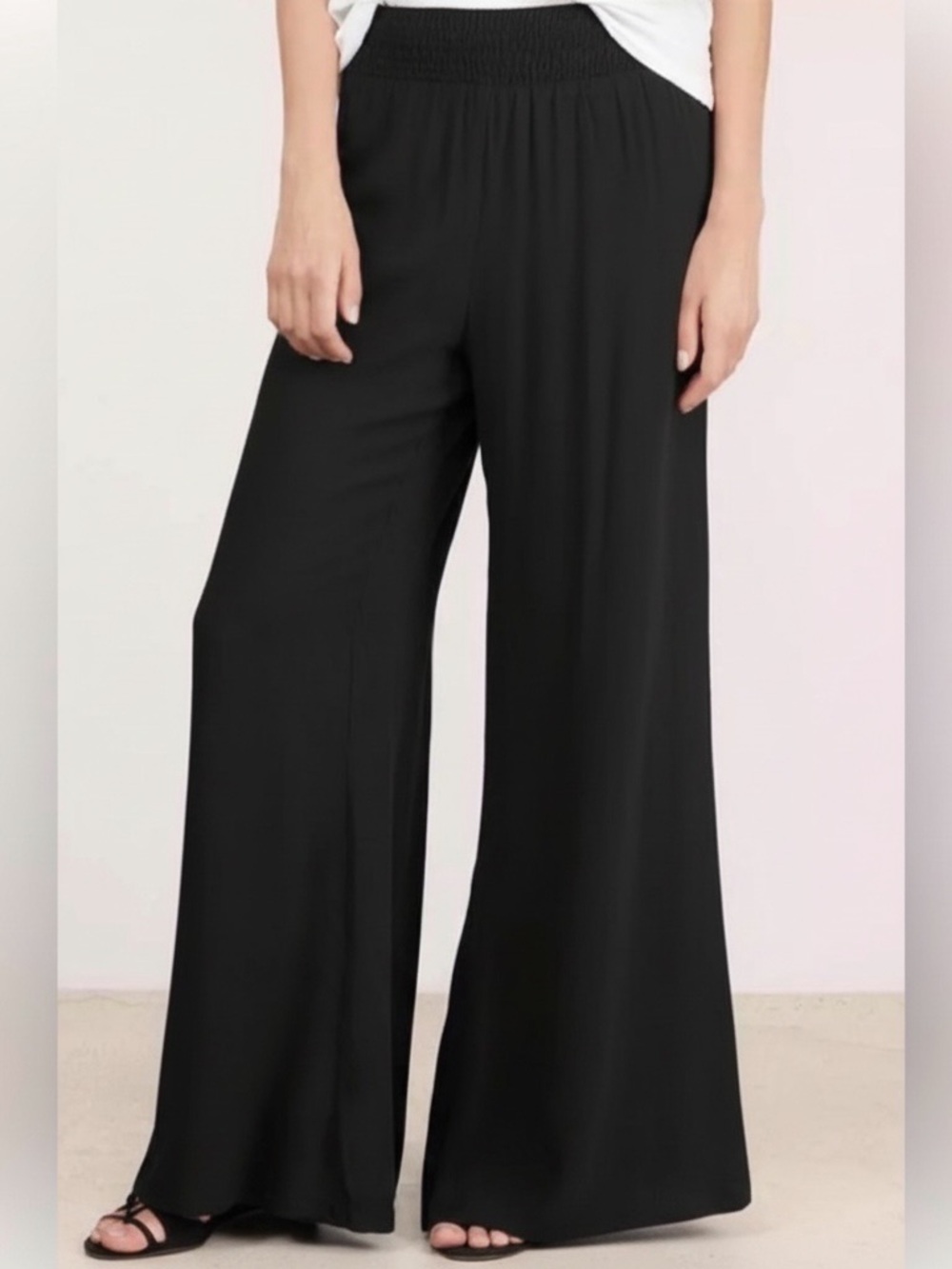 Calme by Johnny Was Wide Leg Relaxed Pull On Pant w/ Pockets Black SZ Small